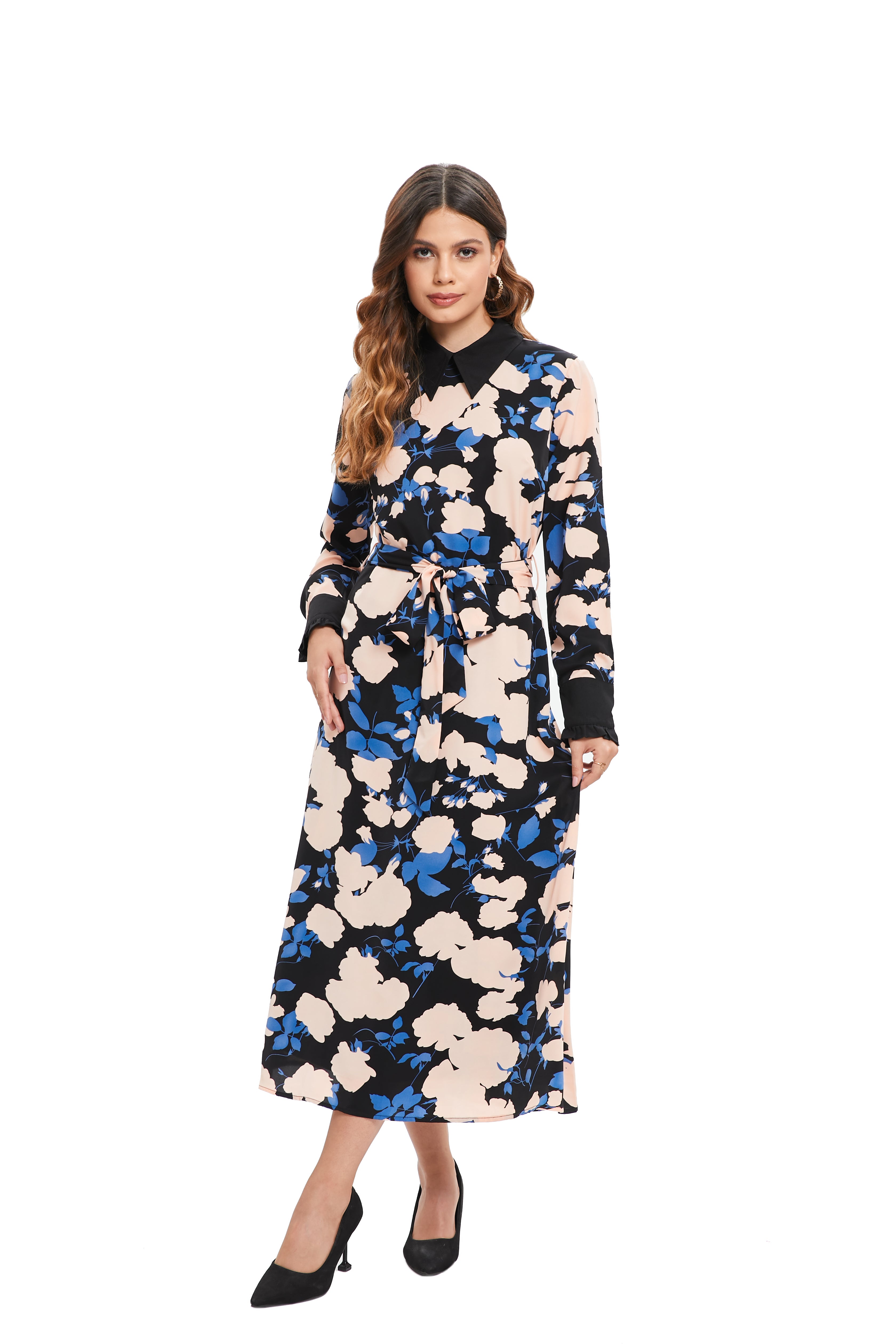 Sapphire Bloom Midi Dress - MissFinchNYC