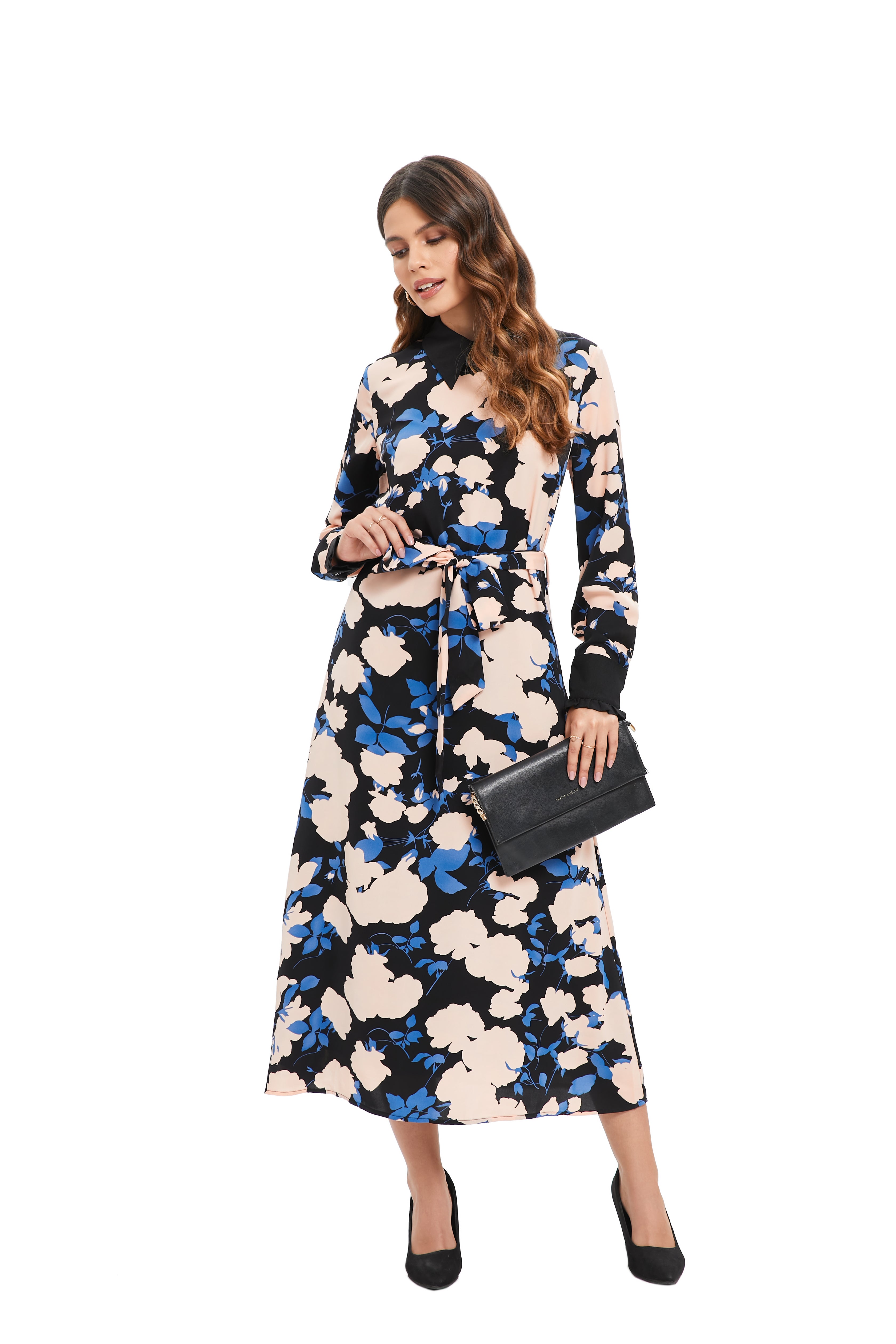 Sapphire Bloom Midi Dress - MissFinchNYC