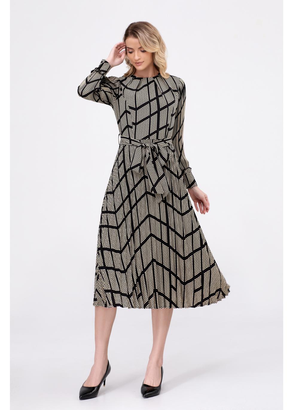 Chevron Elegance Midi Dress - MissFinchNYC