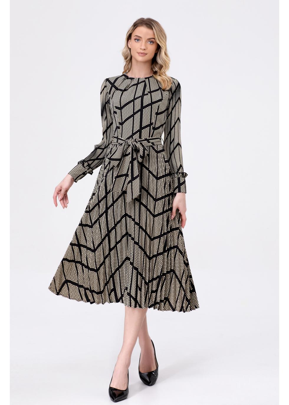 Chevron Elegance Midi Dress - MissFinchNYC