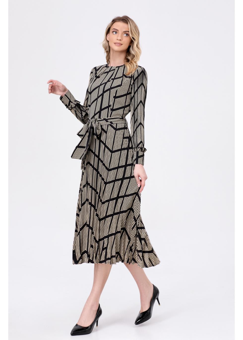 Chevron Elegance Midi Dress - MissFinchNYC