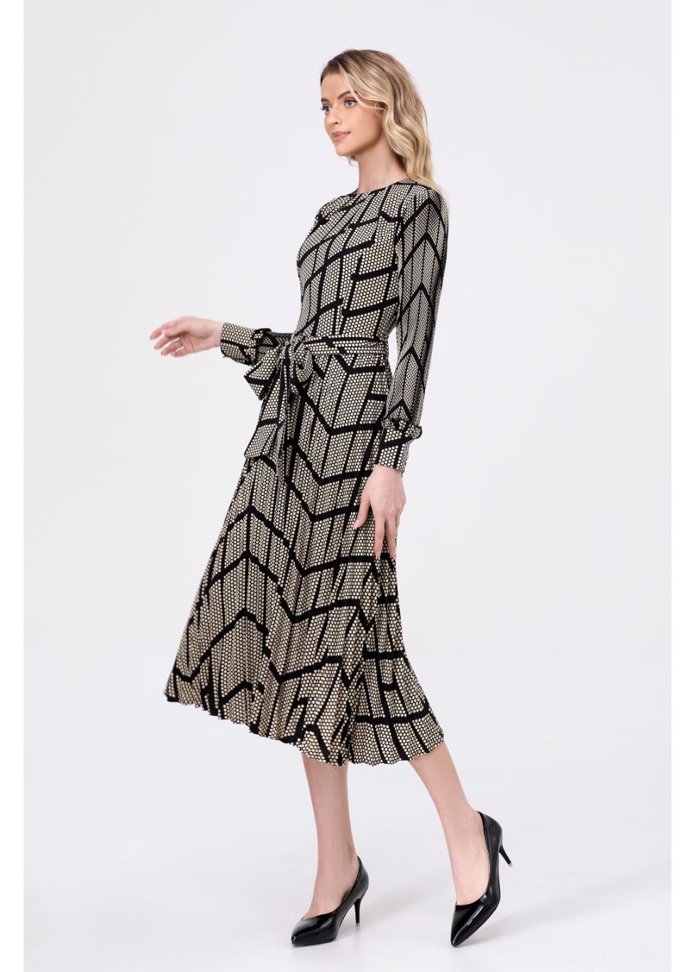 Chevron Elegance Midi Dress - MissFinchNYC