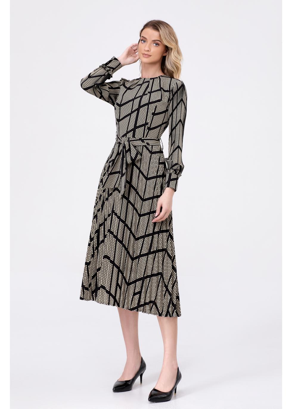 Chevron Elegance Midi Dress - MissFinchNYC