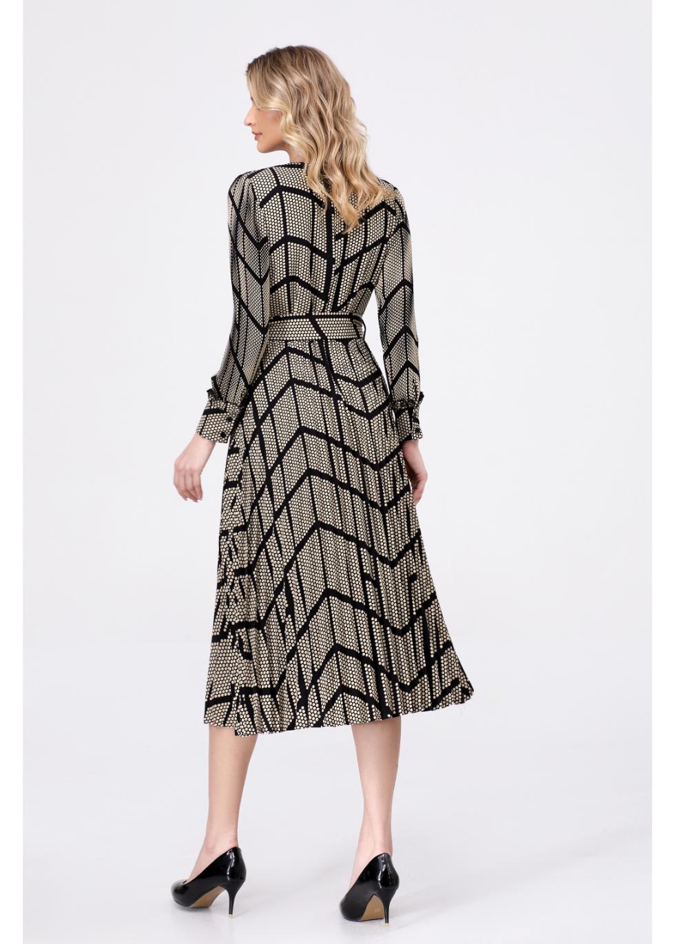 Chevron Elegance Midi Dress - MissFinchNYC