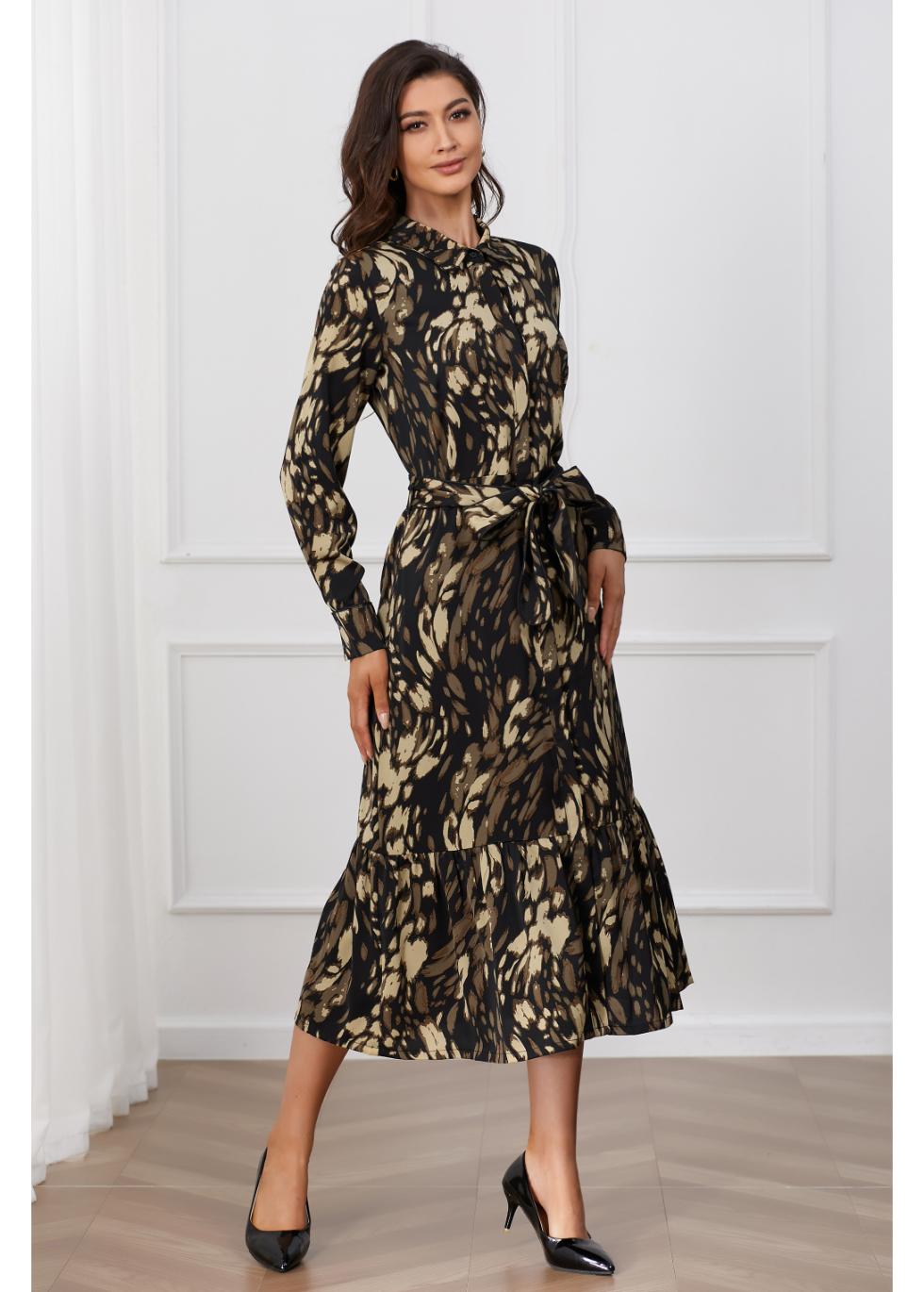 Golden Whisper Midi Dress - MissFinchNYC