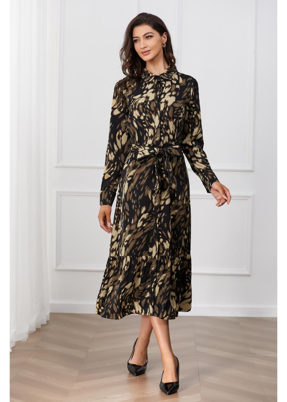 Golden Whisper Midi Dress - MissFinchNYC