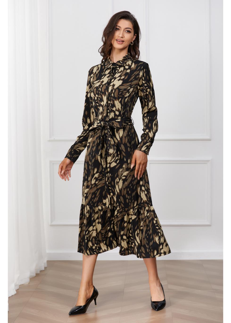 Golden Whisper Midi Dress - MissFinchNYC