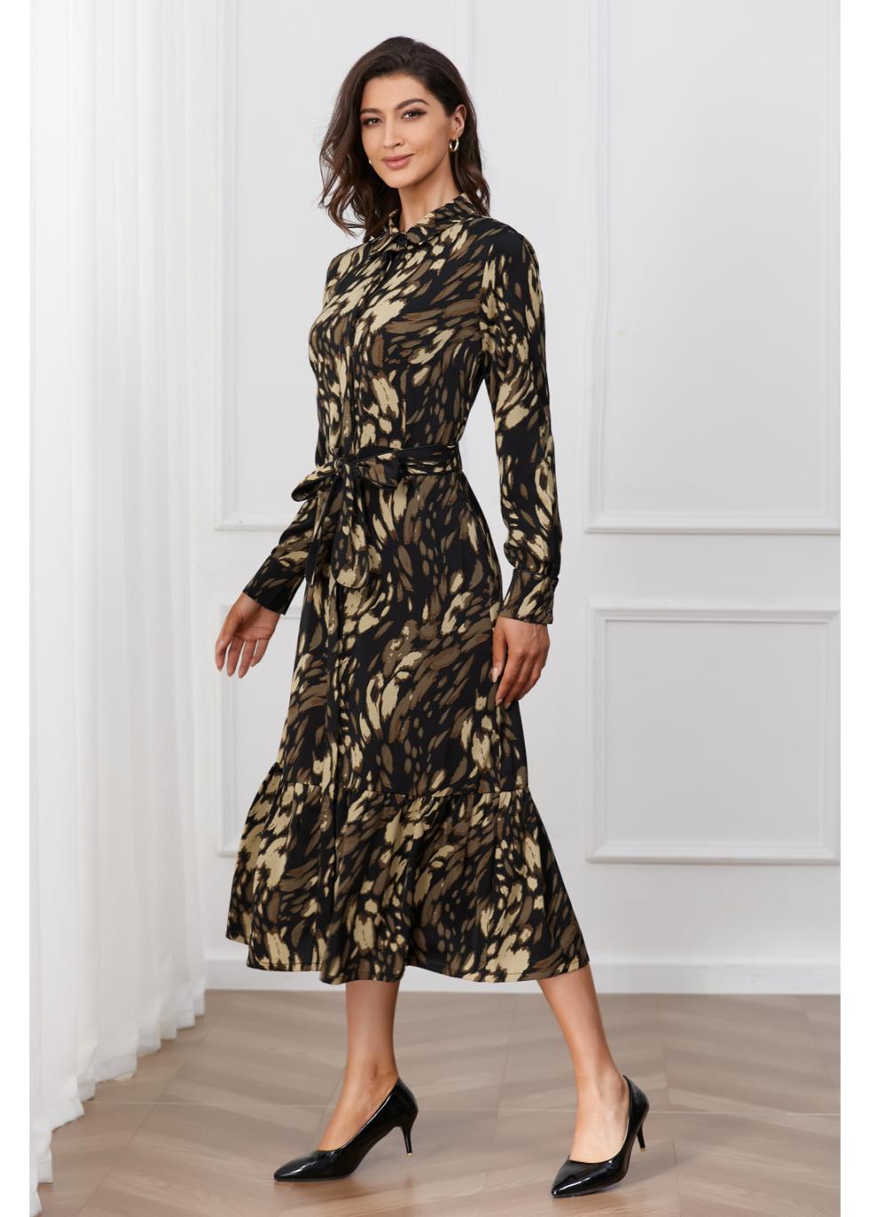 Golden Whisper Midi Dress - MissFinchNYC