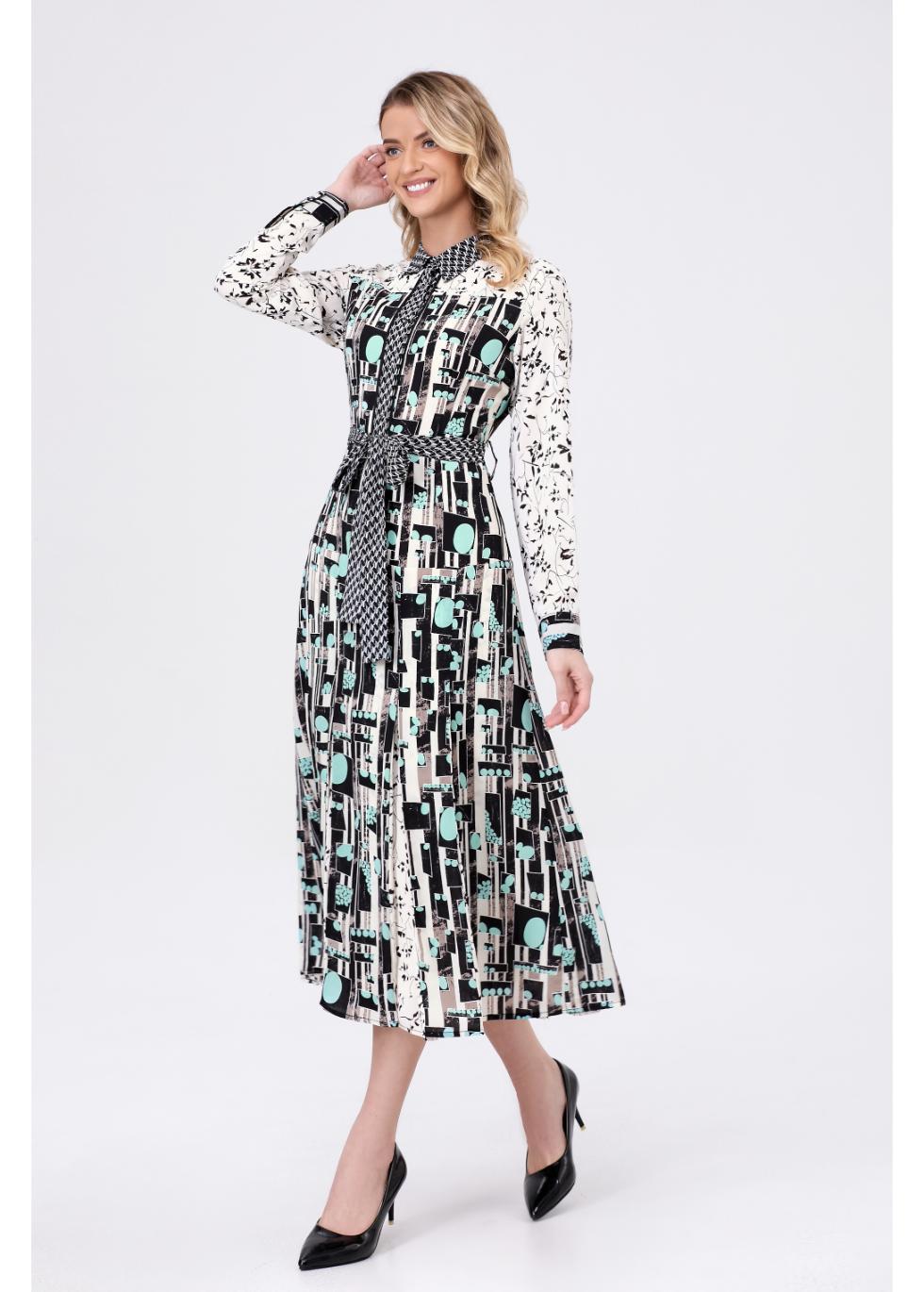 Geometric Elegance Midi Dress - MissFinchNYC