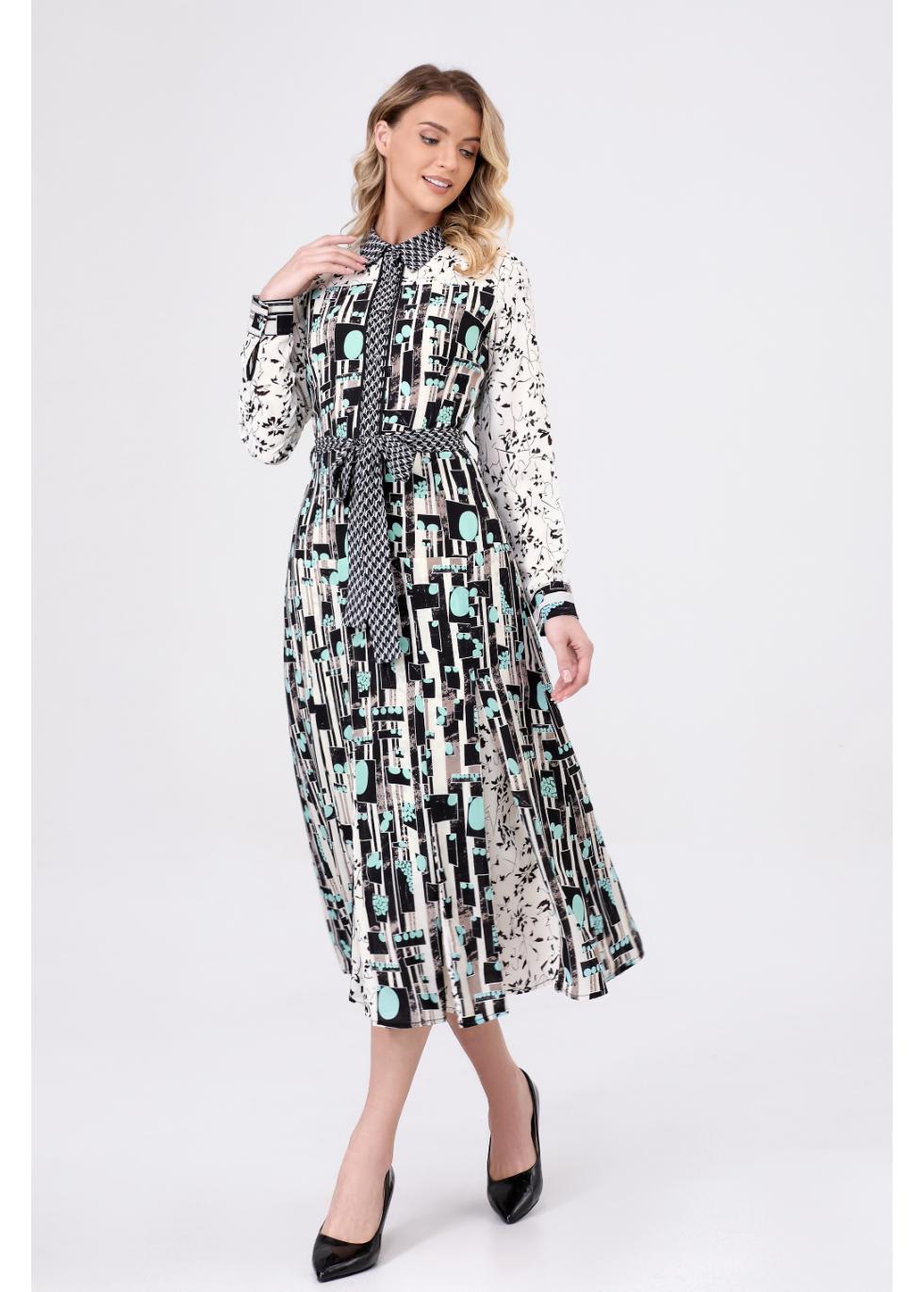 Geometric Elegance Midi Dress - MissFinchNYC