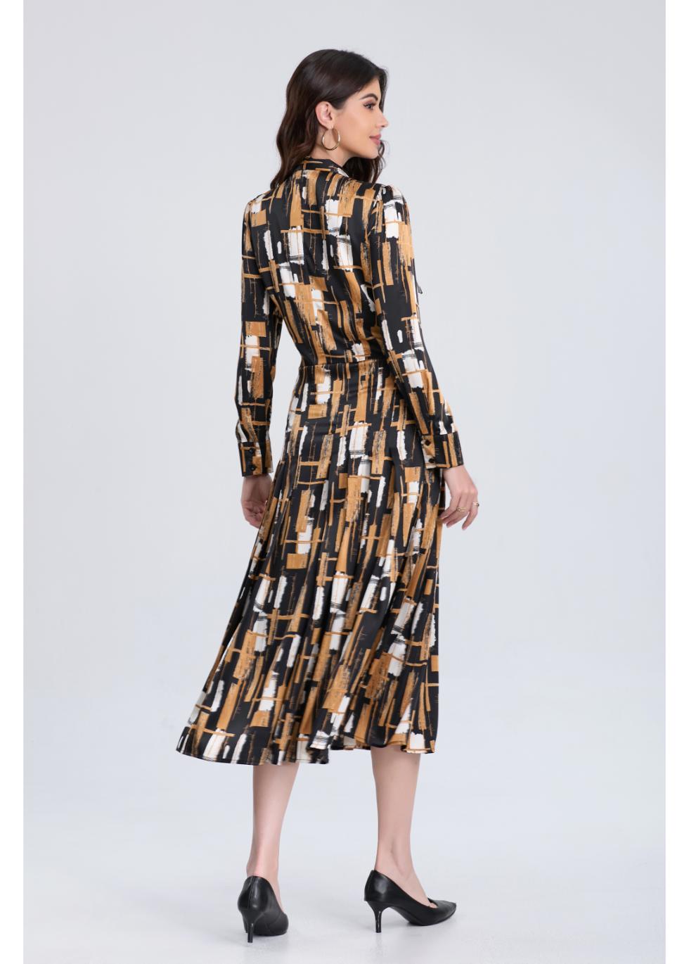 Golden Grid Midi Dress - MissFinchNYC