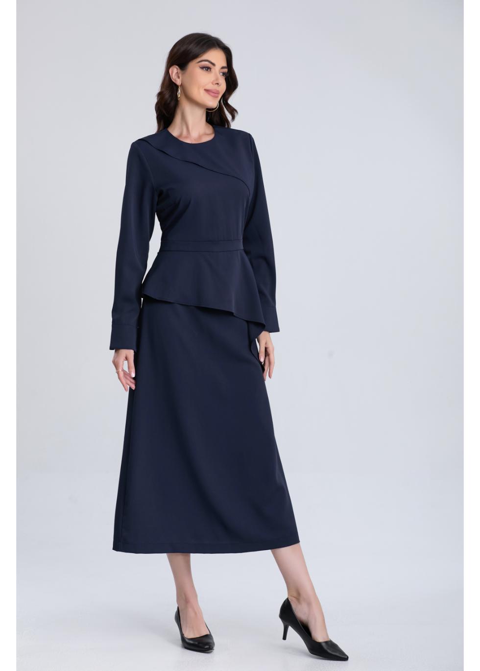 green emerald velvet dress Colin Midi Dress in Navy main image 0
