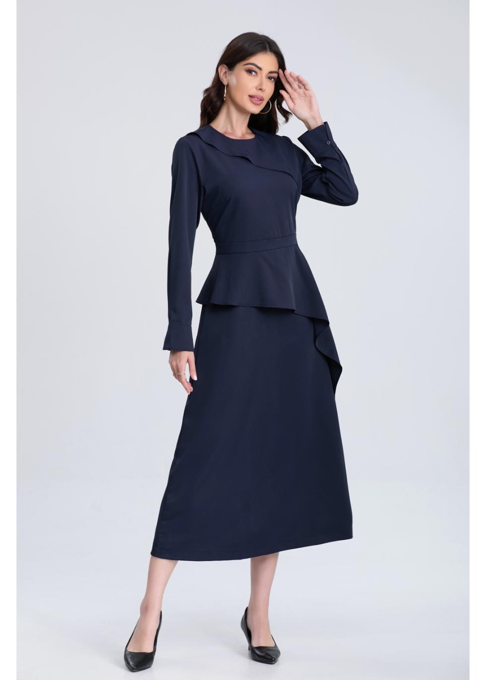 Navy Elegance Midi Dress - MissFinchNYC