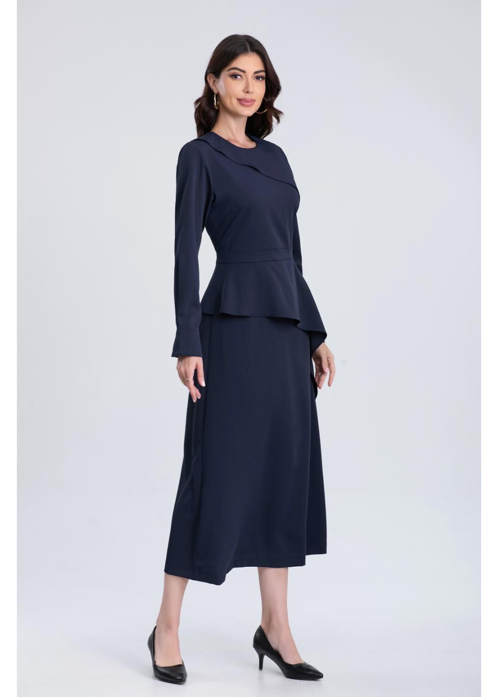 Navy Elegance Midi Dress - MissFinchNYC