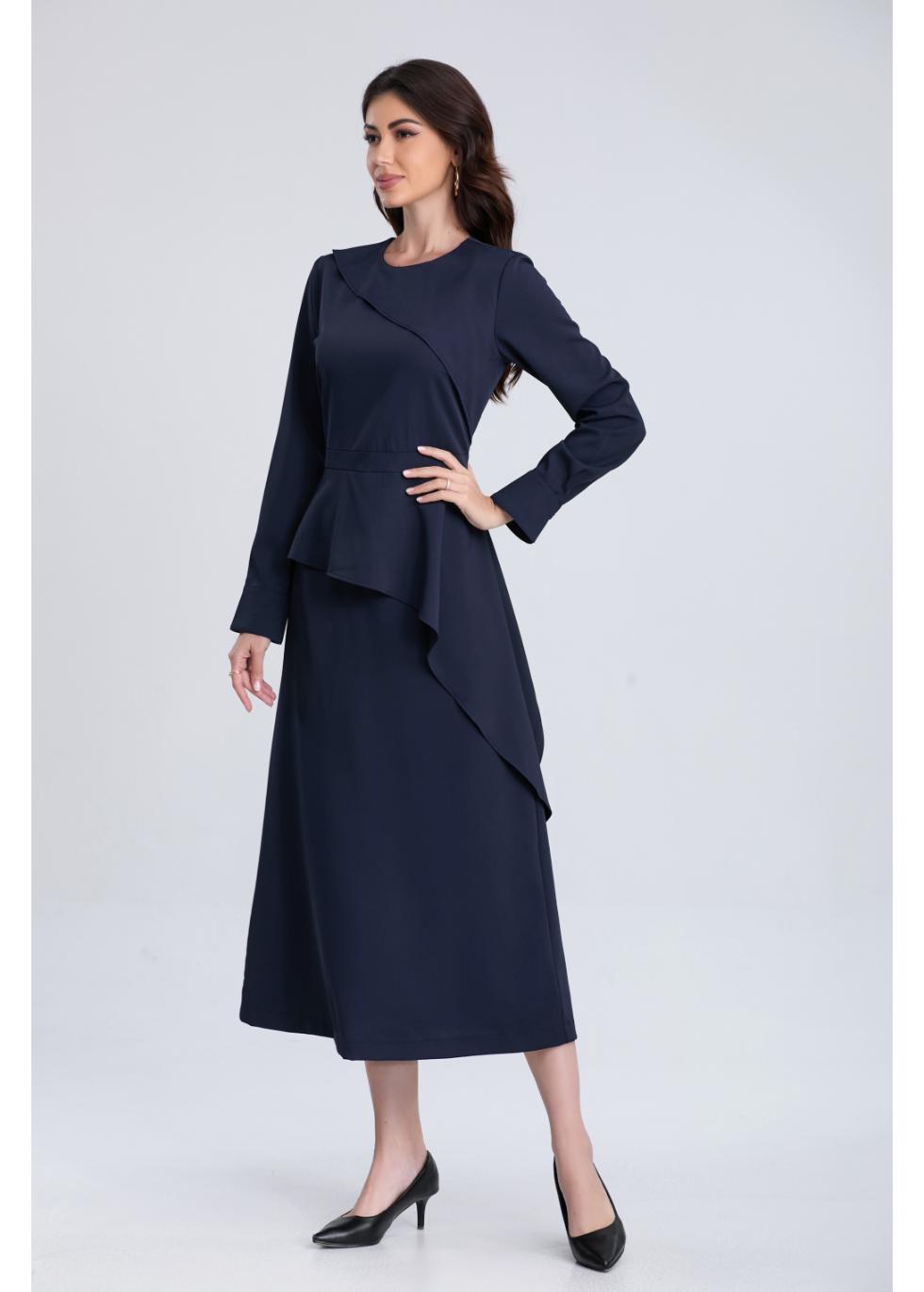 Navy Elegance Midi Dress - MissFinchNYC