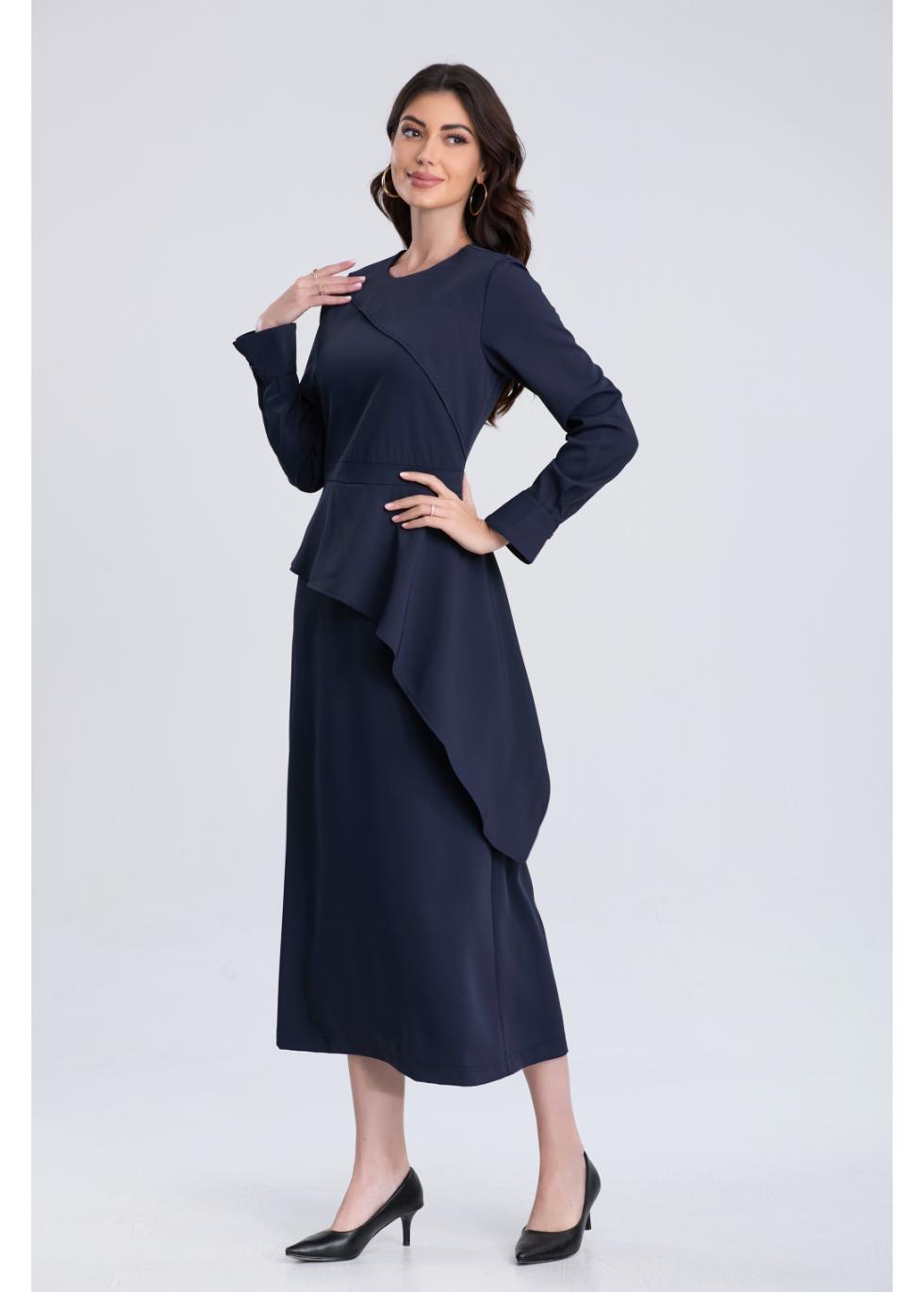 Navy Elegance Midi Dress - MissFinchNYC