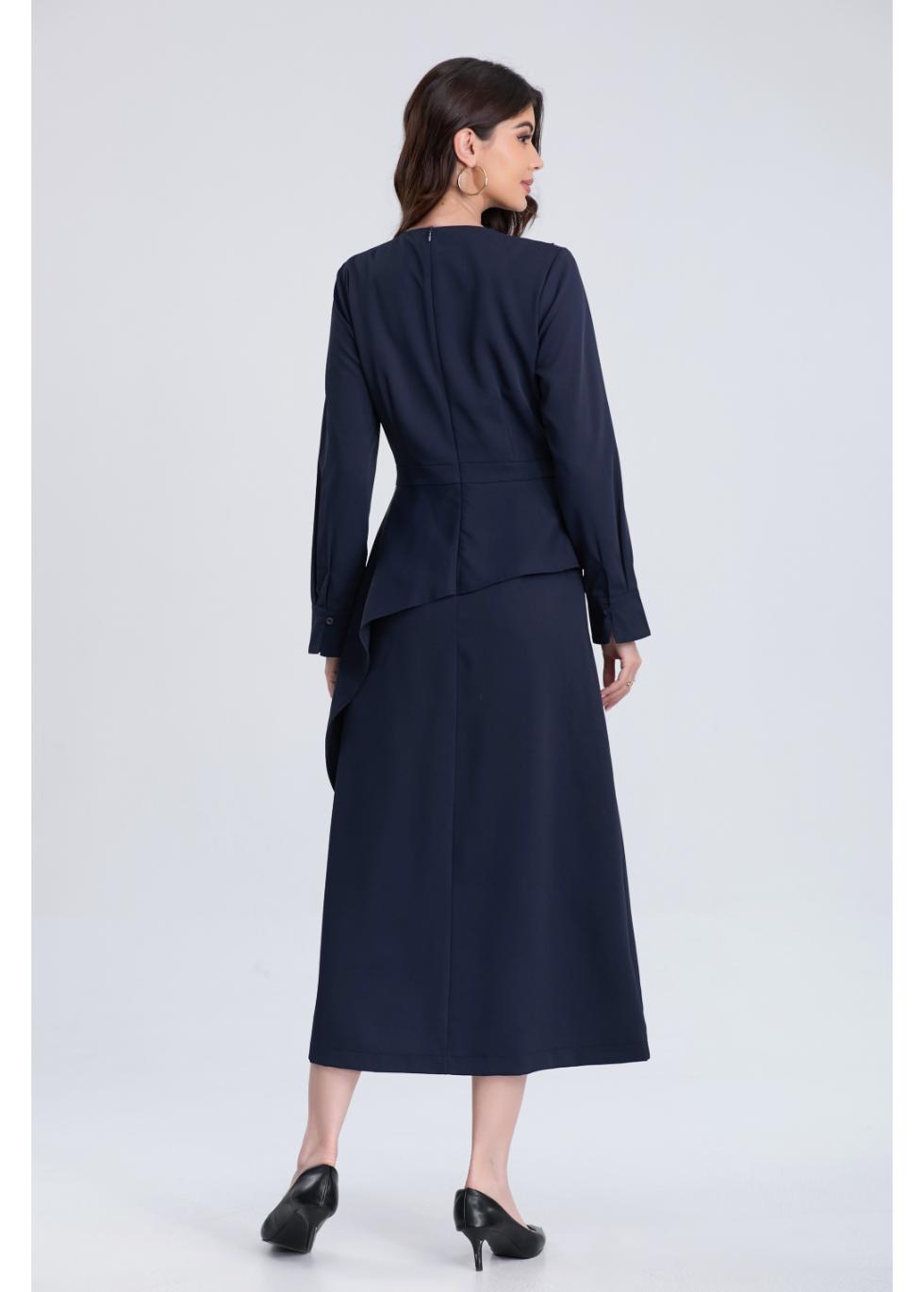 Navy Elegance Midi Dress - MissFinchNYC