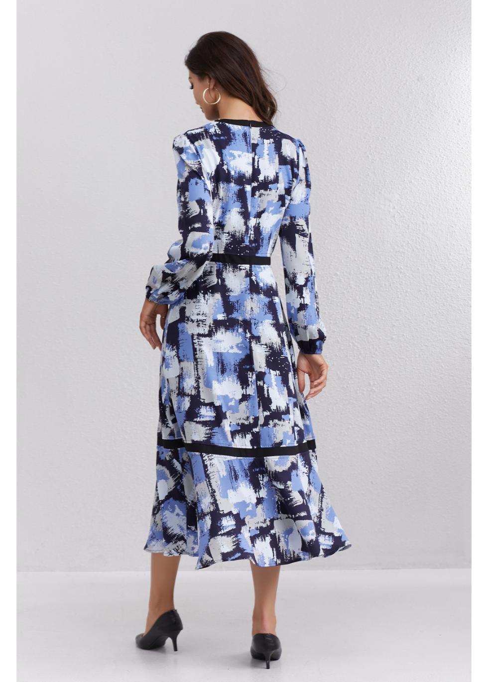 Azure Brushstroke Midi Dress - MissFinchNYC