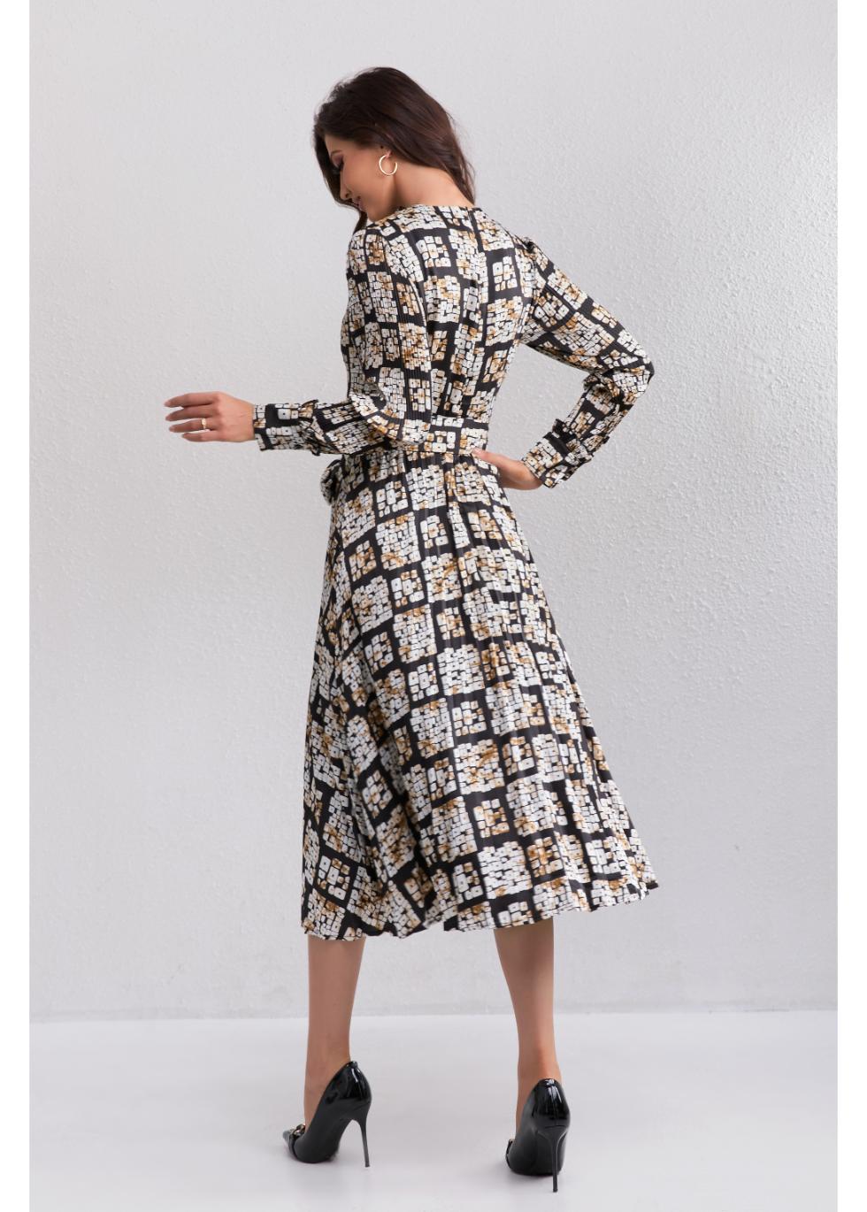 Golden Check Midi Dress - MissFinchNYC