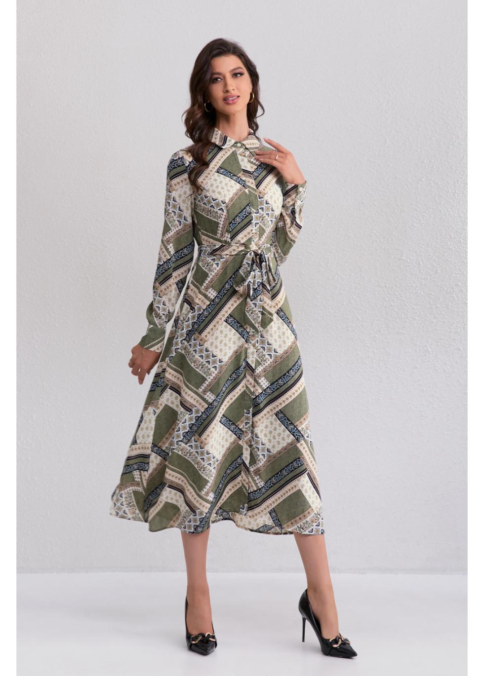 Autumn Mosaic Midi Dress - MissFinchNYC