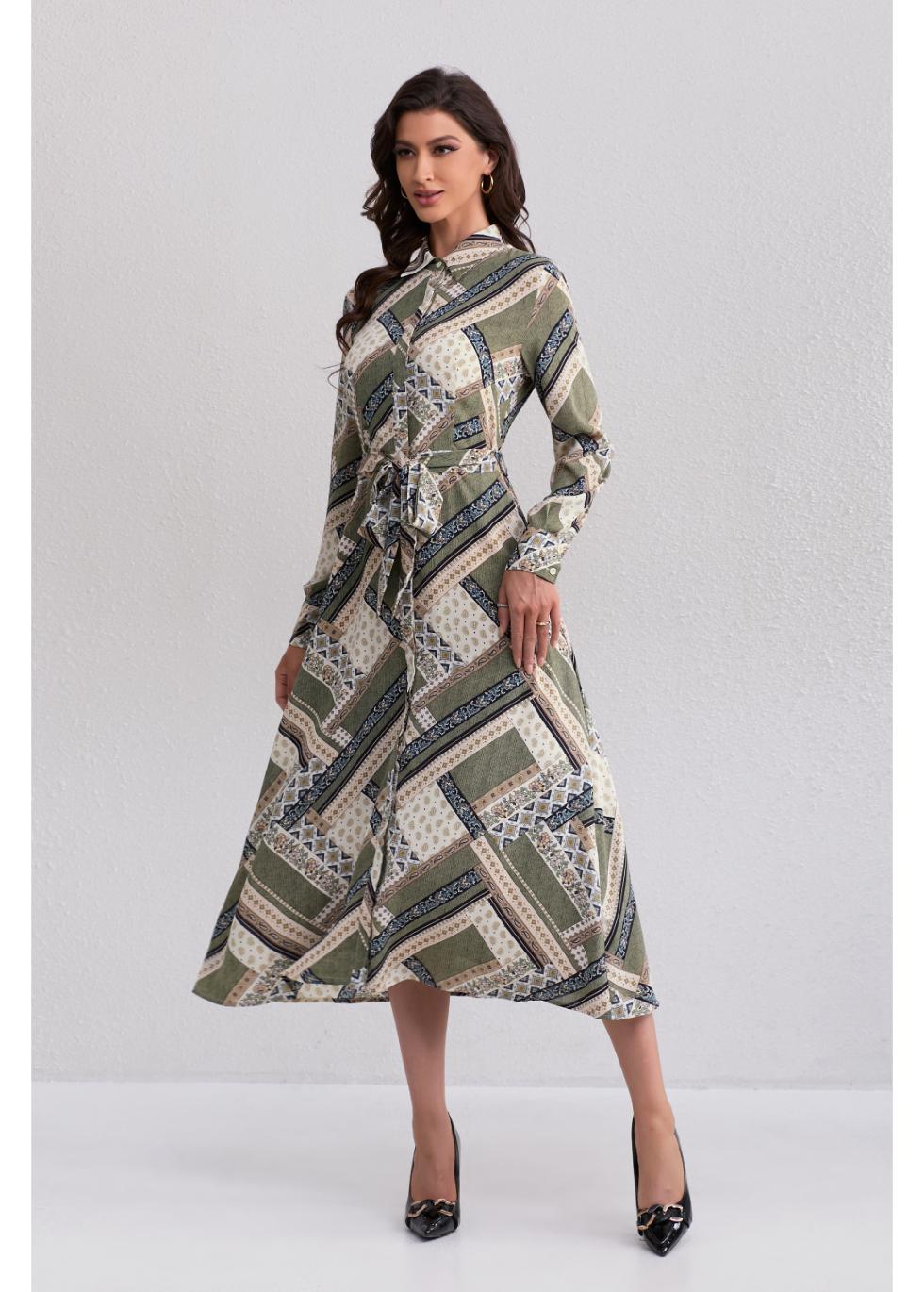 Autumn Mosaic Midi Dress - MissFinchNYC
