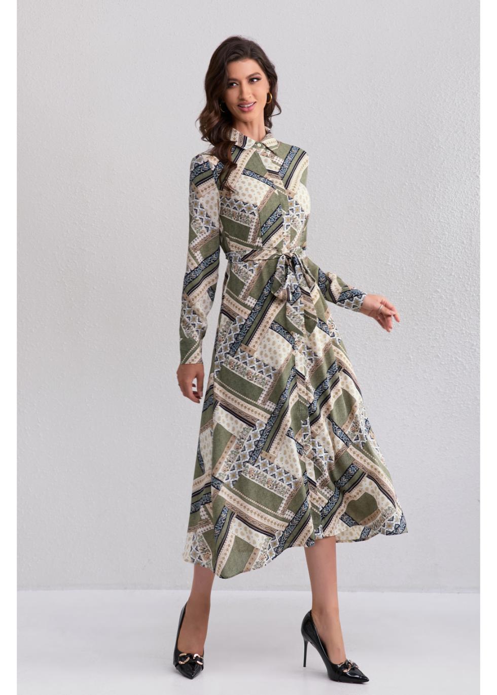 Autumn Mosaic Midi Dress - MissFinchNYC