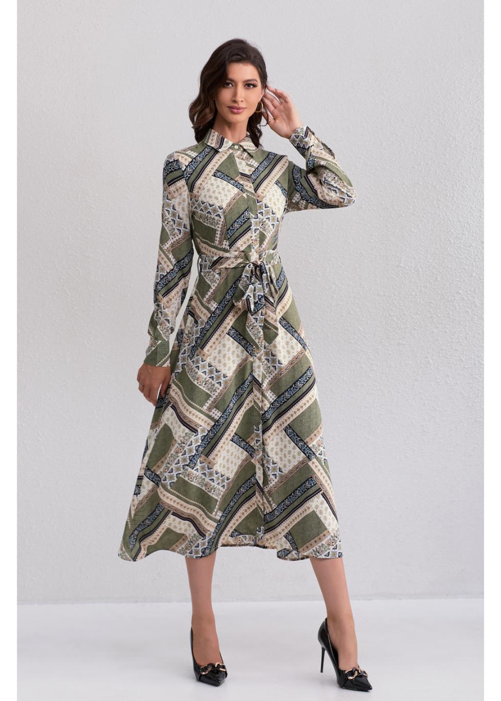 Autumn Mosaic Midi Dress - MissFinchNYC