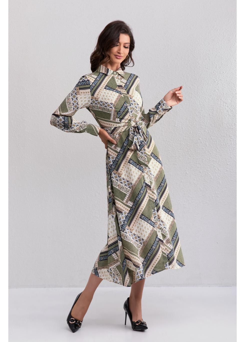 Autumn Mosaic Midi Dress - MissFinchNYC