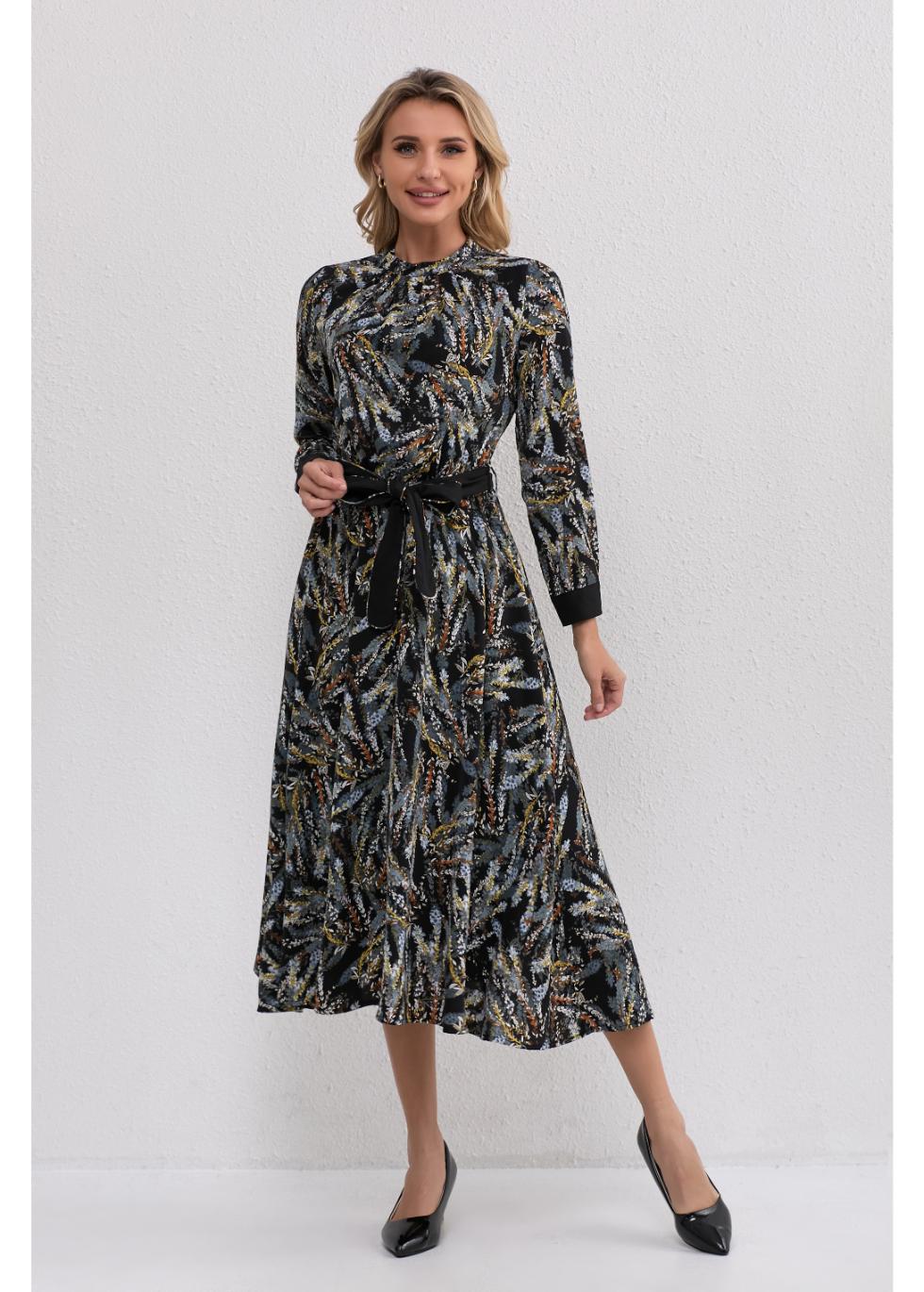 Midnight Botanical Midi Dress - MissFinchNYC