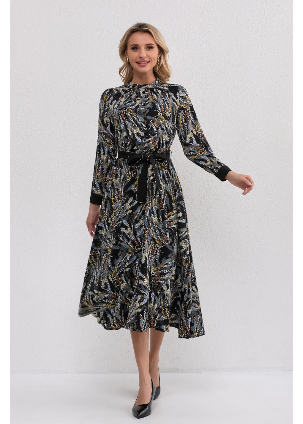 Midnight Botanical Midi Dress - MissFinchNYC