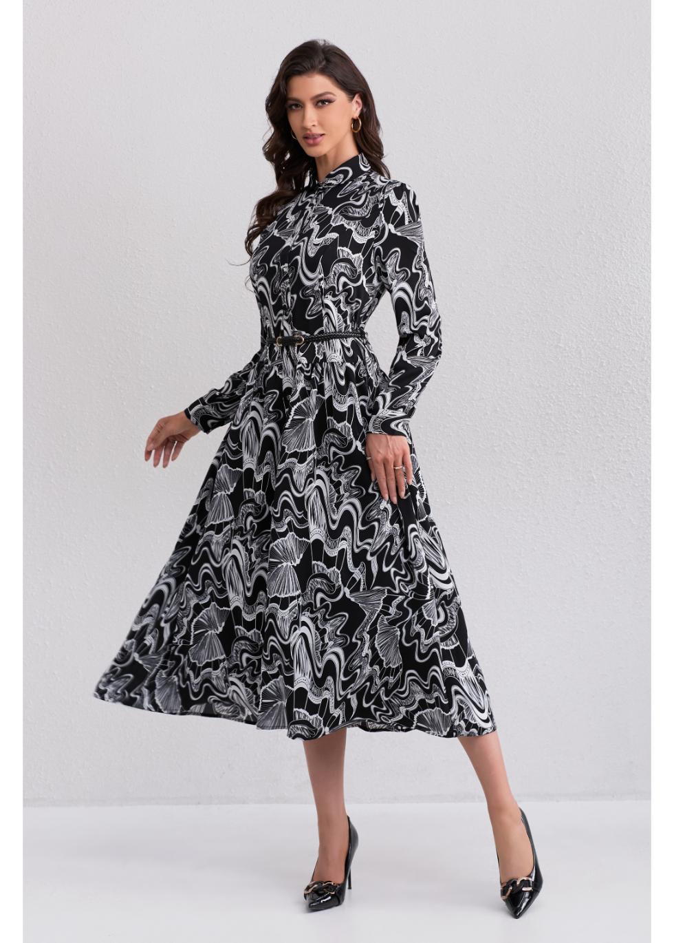 Eclipse Swirl Midi Dress - MissFinchNYC