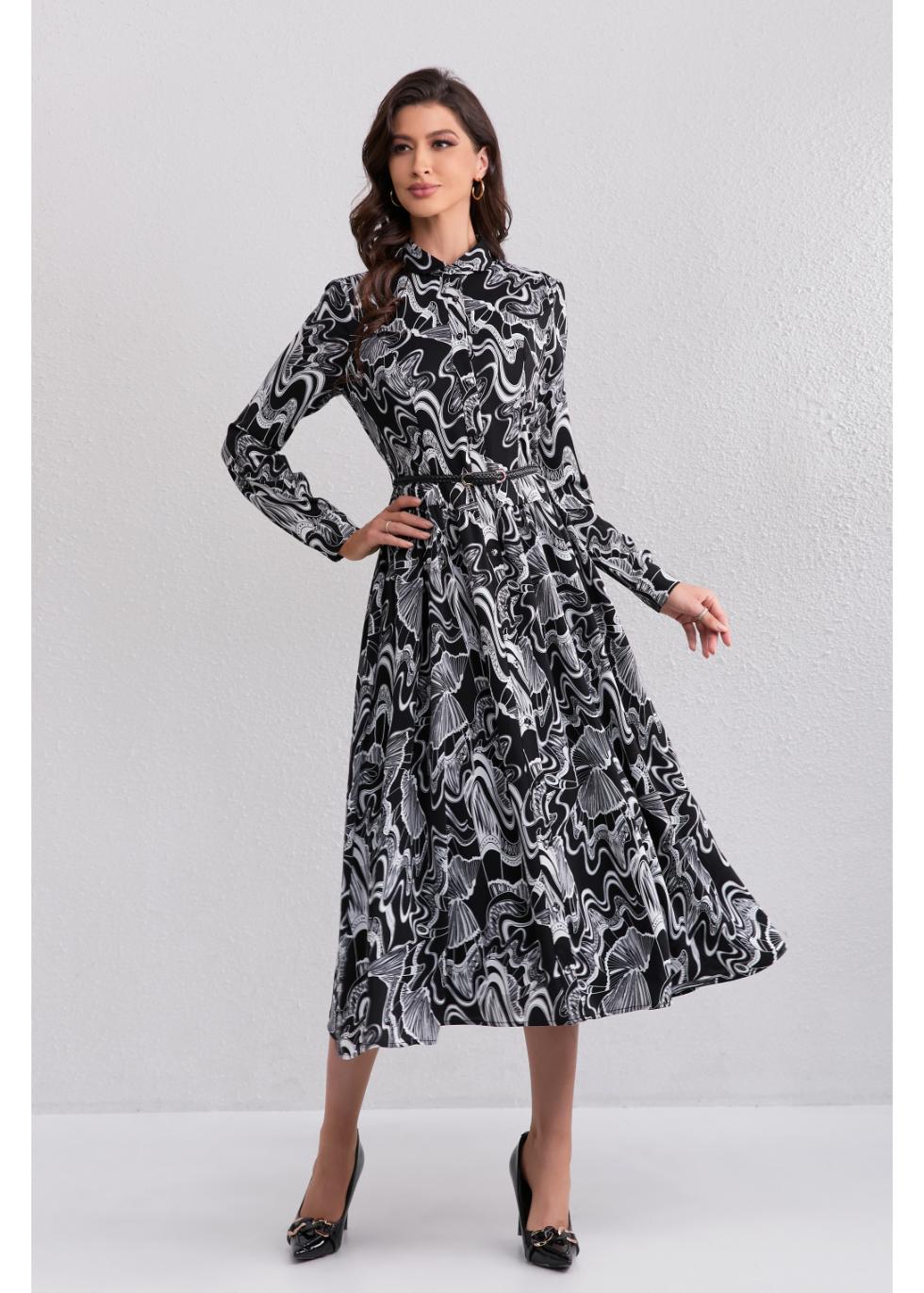 Eclipse Swirl Midi Dress - MissFinchNYC