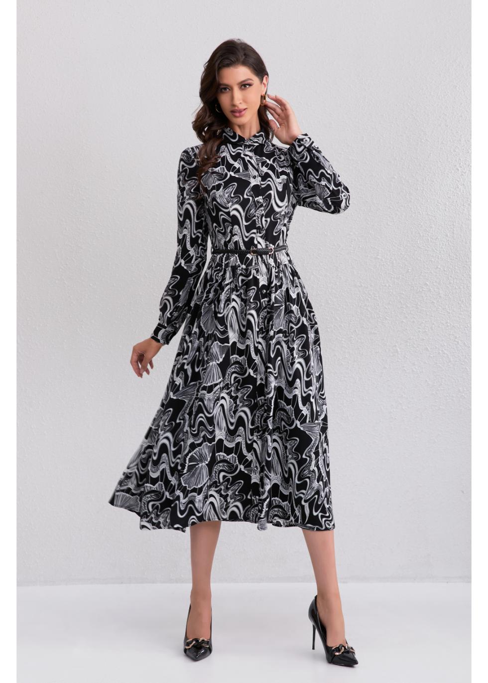 Eclipse Swirl Midi Dress - MissFinchNYC