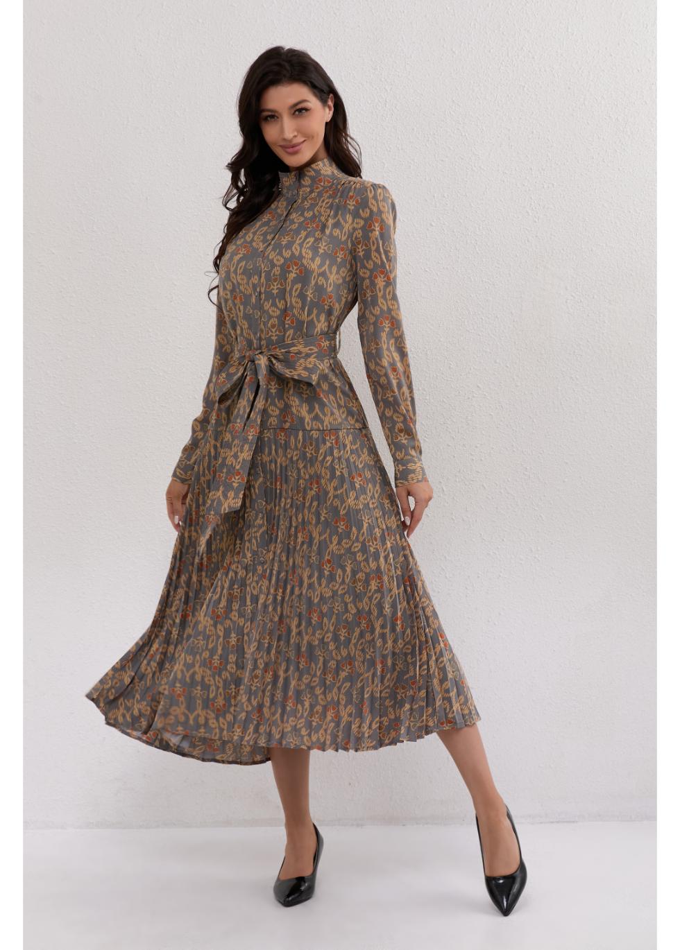 Golden Hour Pleated Midi Dress - MissFinchNYC