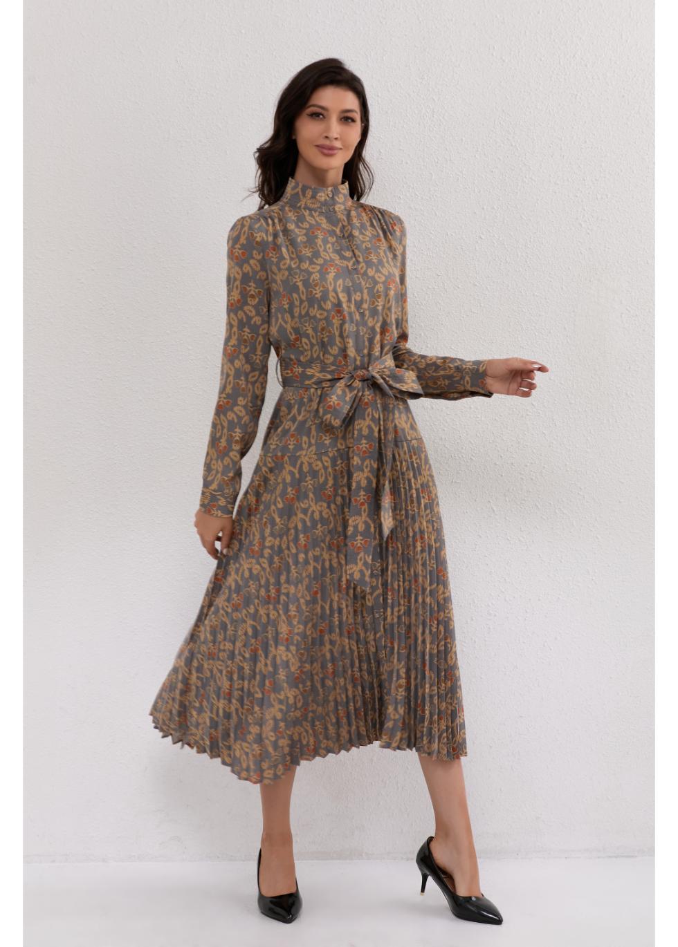 Golden Hour Pleated Midi Dress - MissFinchNYC