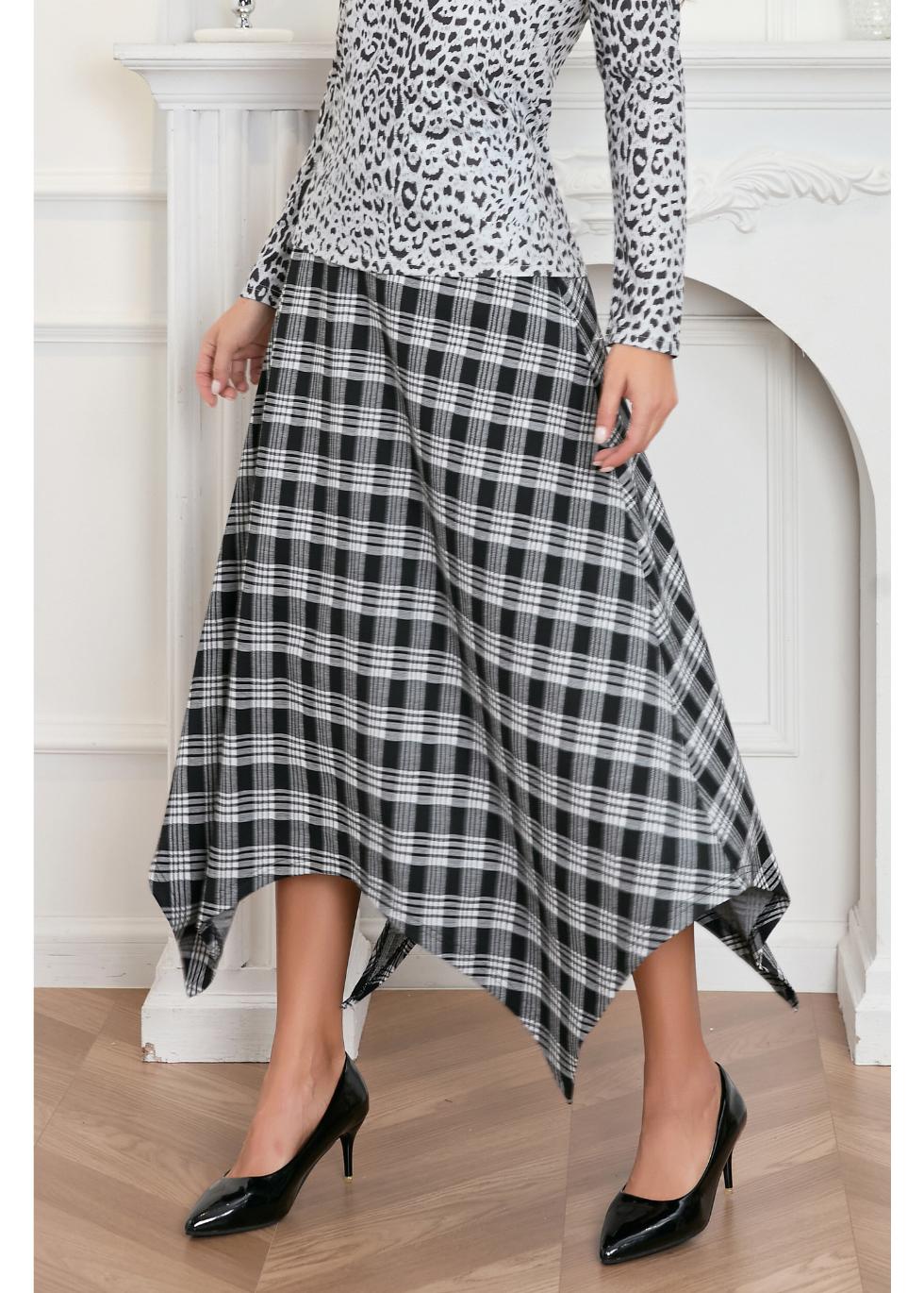 Plaid Charm Asymmetrical Skirt - MissFinchNYC
