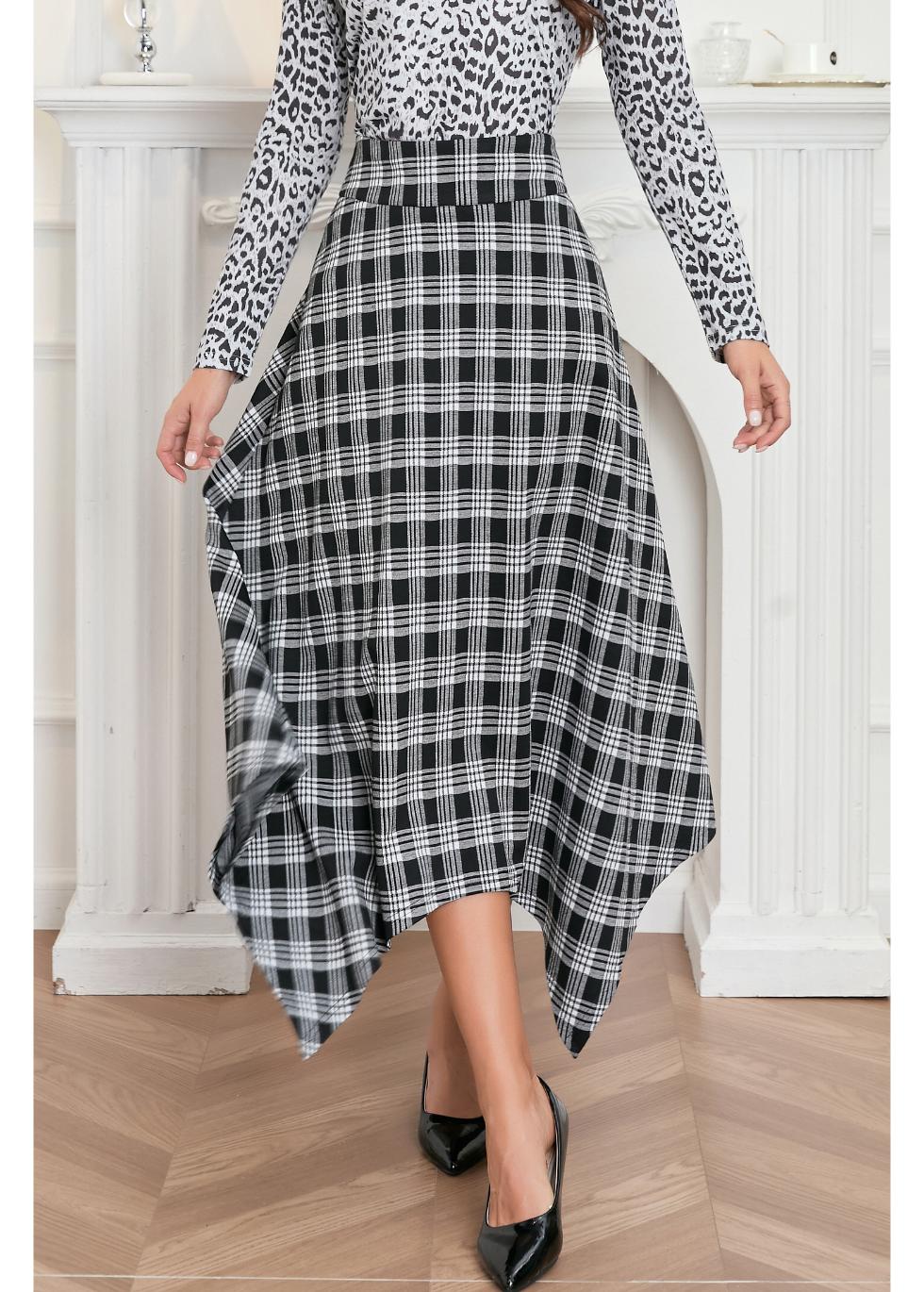Plaid Charm Asymmetrical Skirt - MissFinchNYC