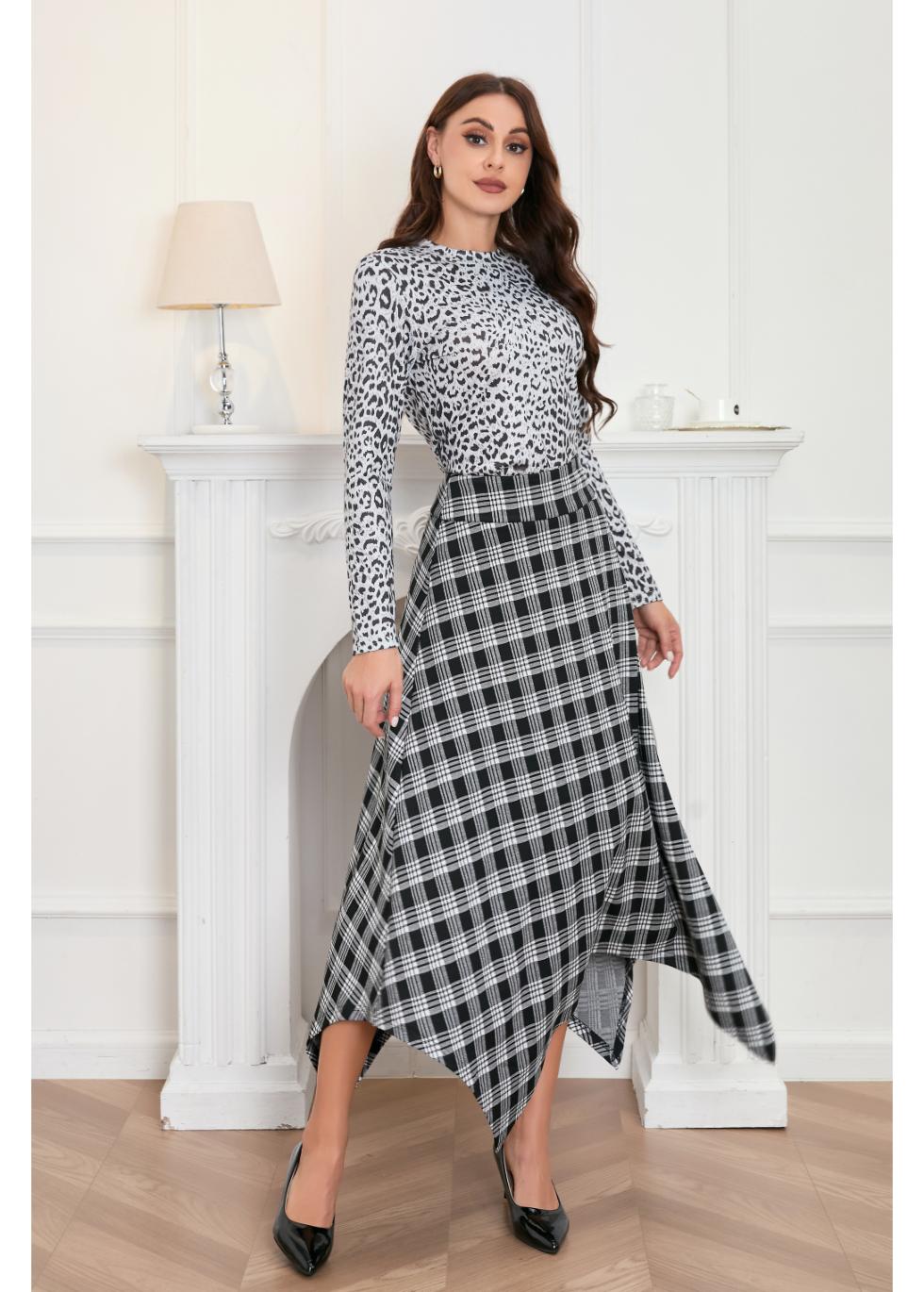 Plaid Charm Asymmetrical Skirt S Plaid Charm Asymmetrical Skirt S