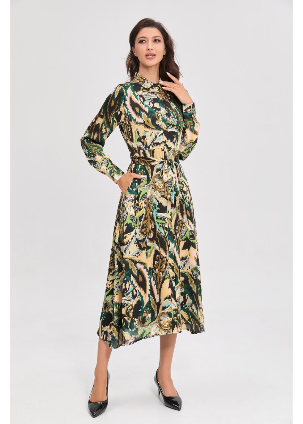 Verdant Elegance Midi Dress - MissFinchNYC