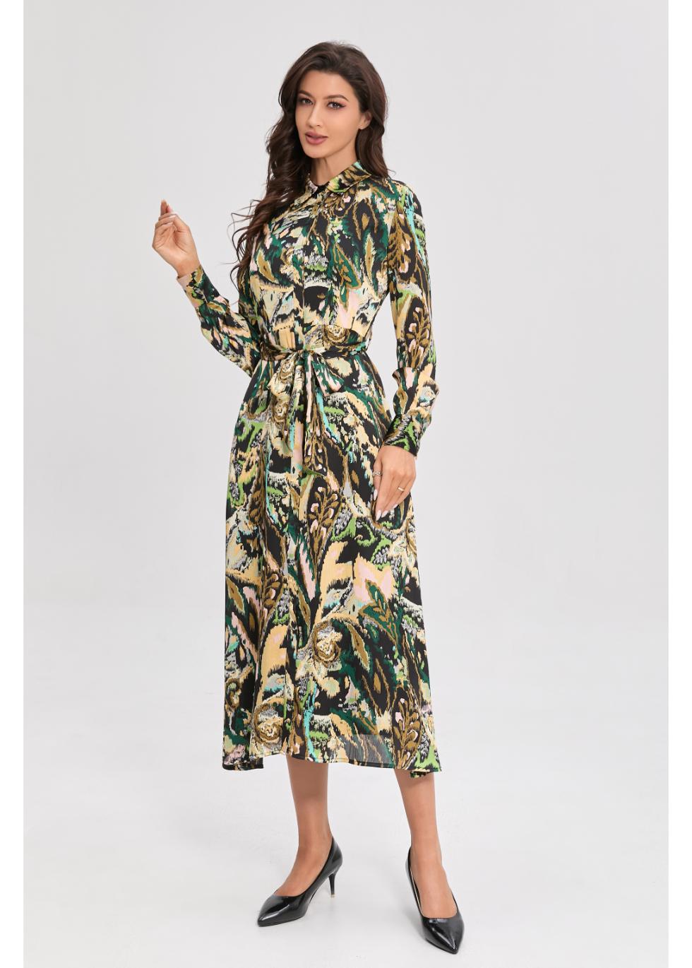 Verdant Elegance Midi Dress - MissFinchNYC
