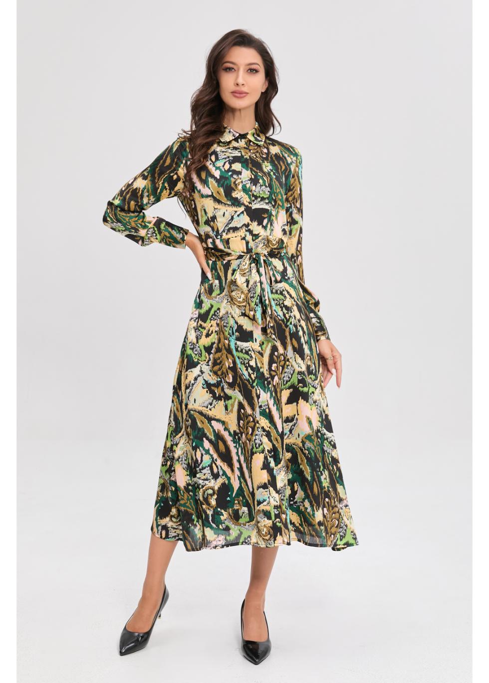 Verdant Elegance Midi Dress - MissFinchNYC