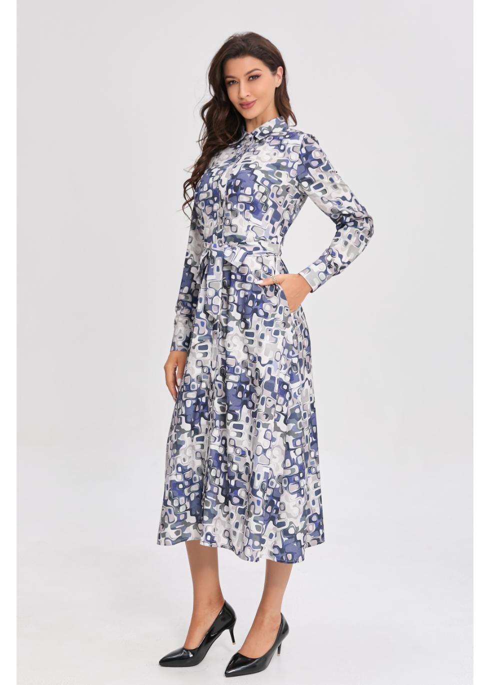 Azure Mosaic Midi Dress - MissFinchNYC
