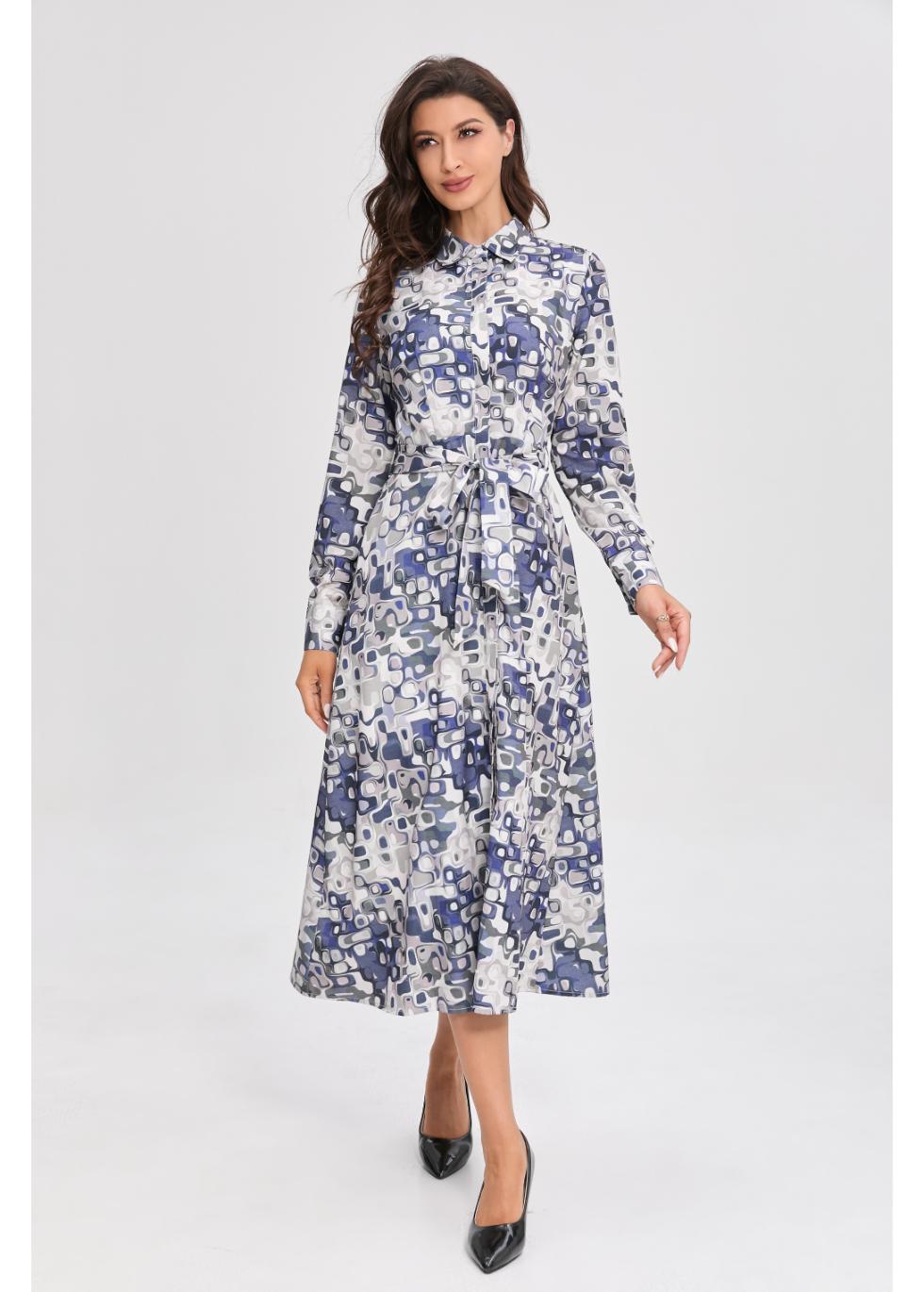 Azure Mosaic Midi Dress - MissFinchNYC