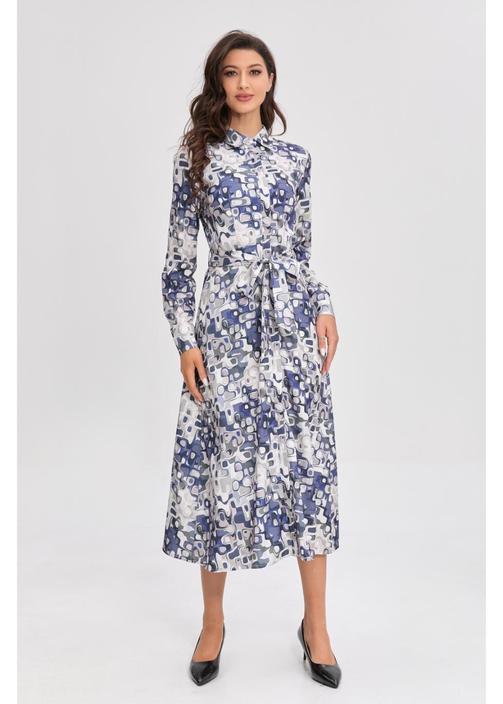 Azure Mosaic Midi Dress - MissFinchNYC