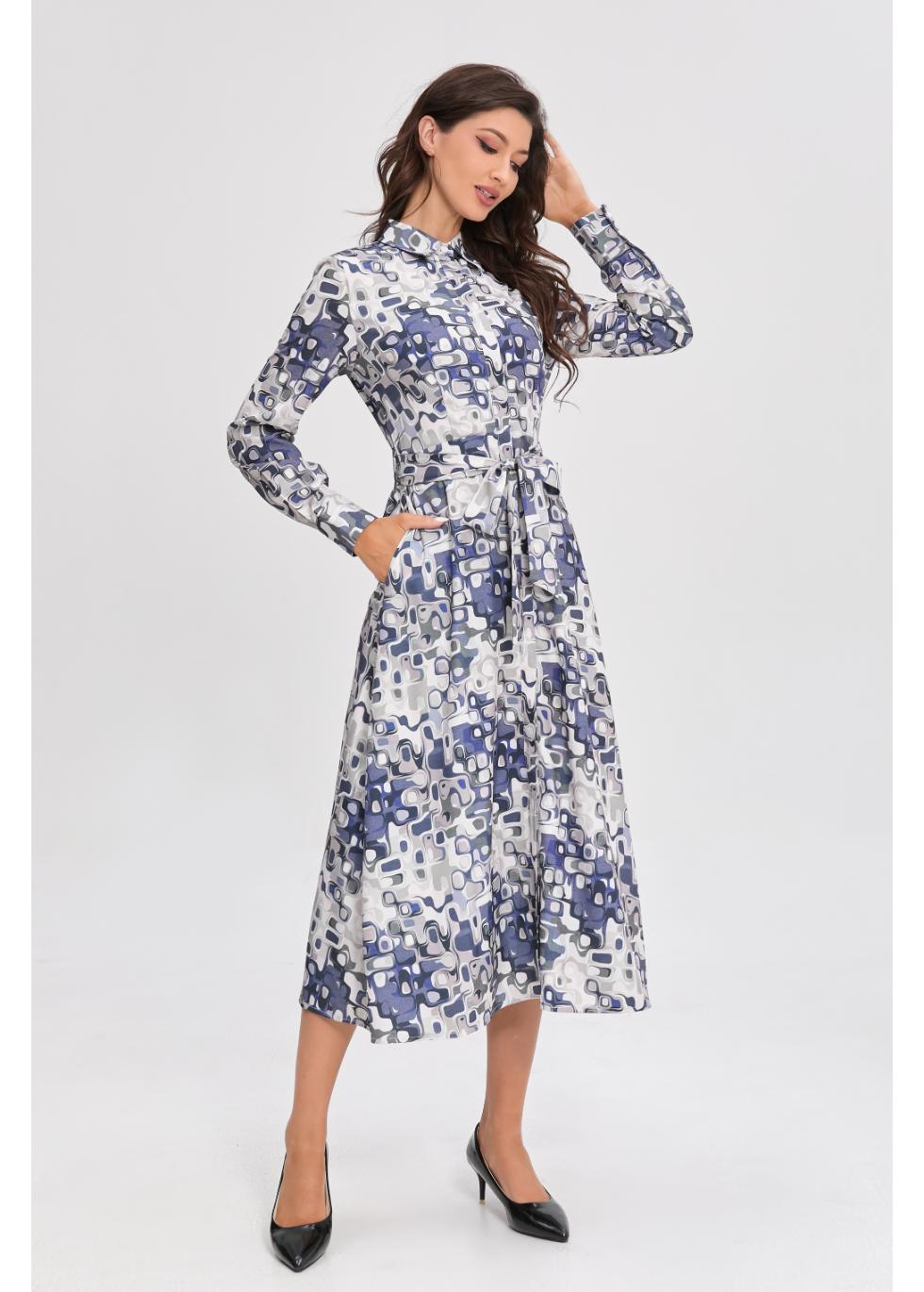 Azure Mosaic Midi Dress - MissFinchNYC