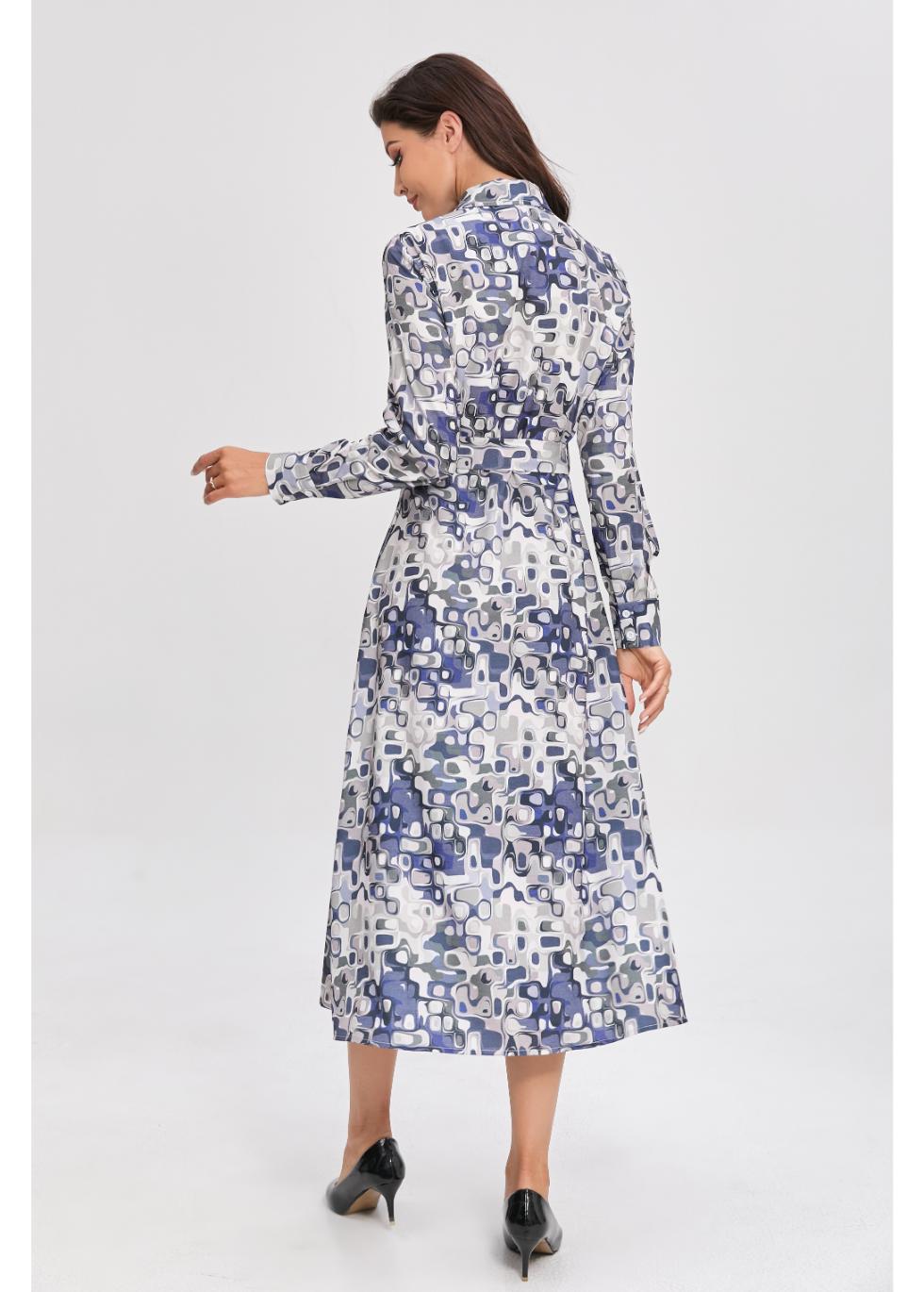 Azure Mosaic Midi Dress - MissFinchNYC