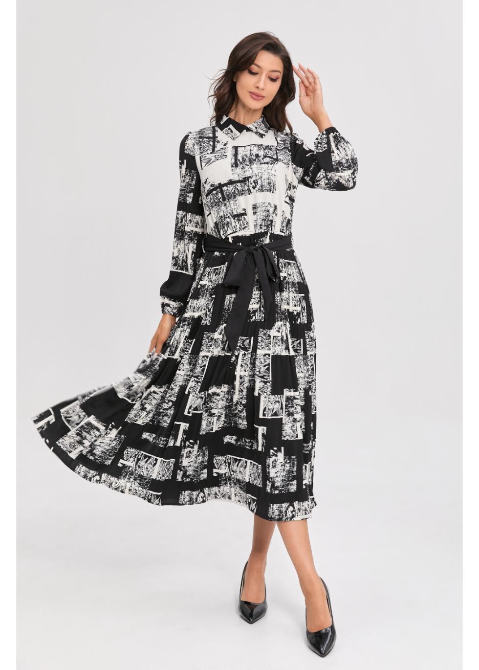 Noir Print Midi Dress - MissFinchNYC