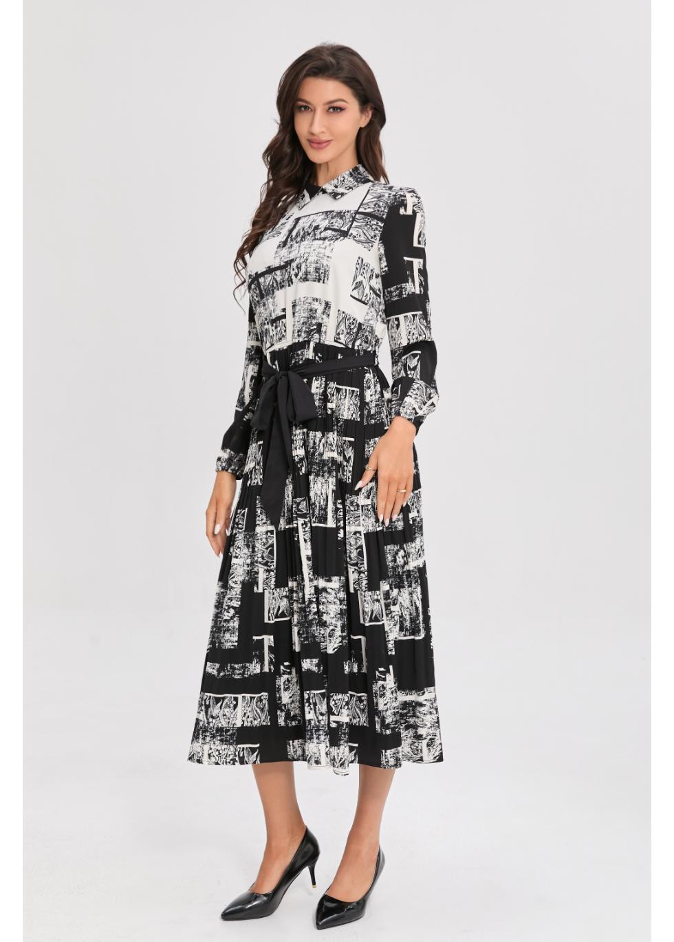 Noir Print Midi Dress - MissFinchNYC