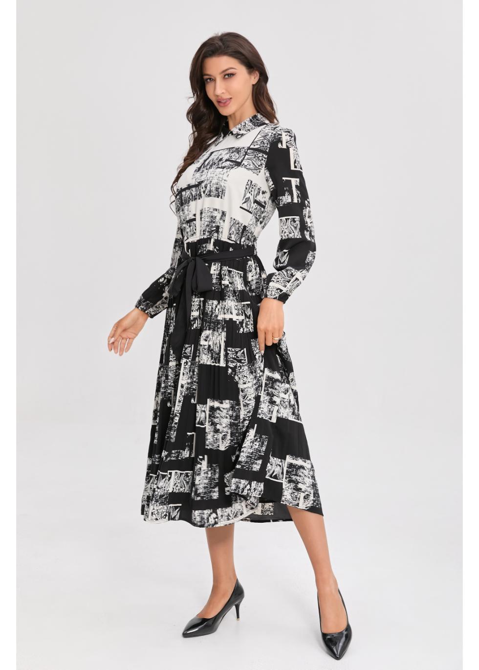 Noir Print Midi Dress - MissFinchNYC
