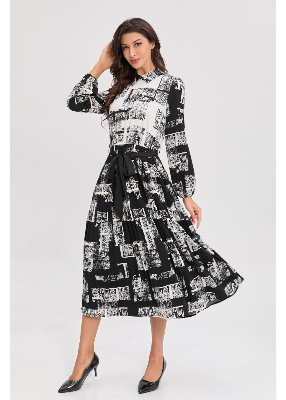 Noir Print Midi Dress - MissFinchNYC
